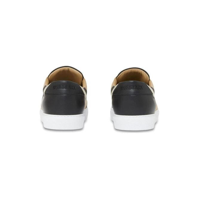 Burberry New Salmond Sneakers Black Vintage Check Leather SS24 Made in Italy