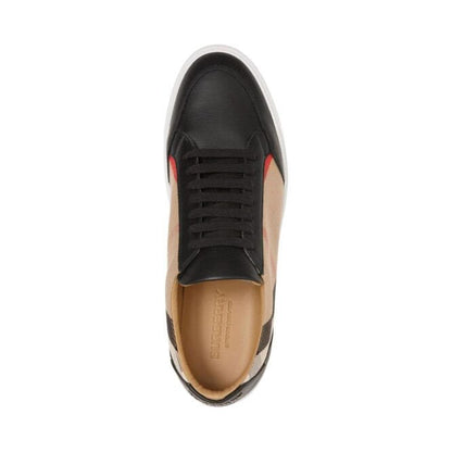 Burberry New Salmond Sneakers Black Vintage Check Leather SS24 Made in Italy