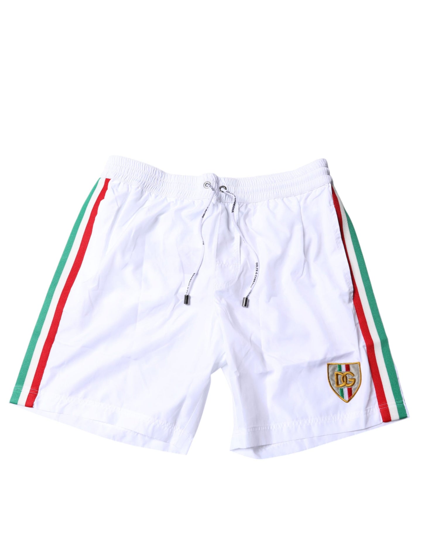 Dolce & Gabbana White Striped Swim Shorts Mens Designer Beachwear Luxury 2Pc Set