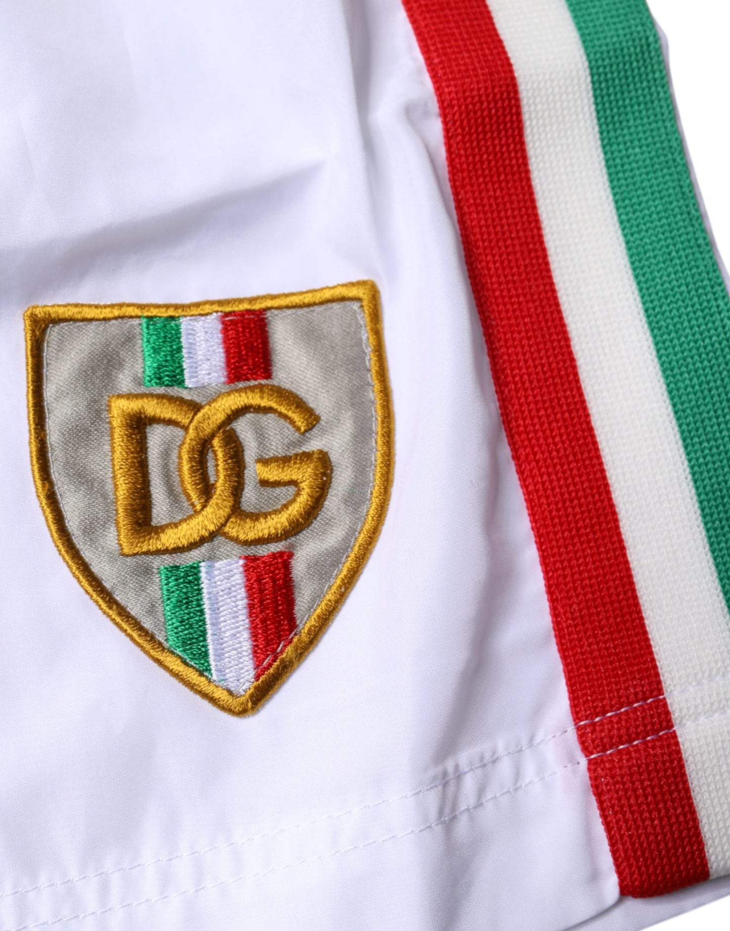 Dolce & Gabbana White Striped Swim Shorts Mens Designer Beachwear Luxury 2Pc Set