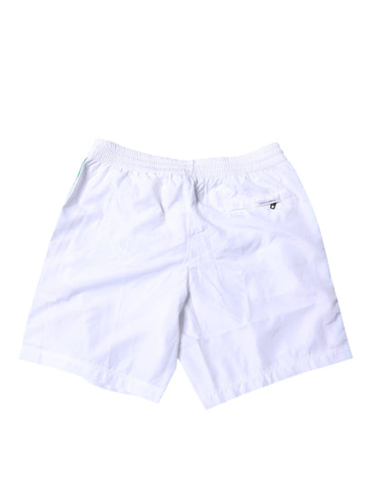 Dolce & Gabbana White Striped Swim Shorts Mens Designer Beachwear Luxury 2Pc Set