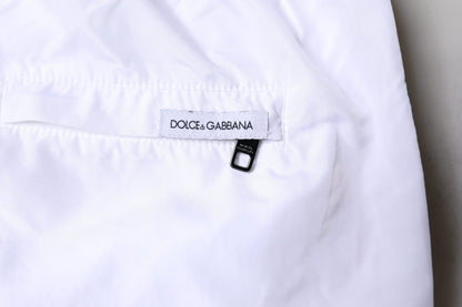 Dolce & Gabbana White Striped Swim Shorts Mens Designer Beachwear Luxury 2Pc Set