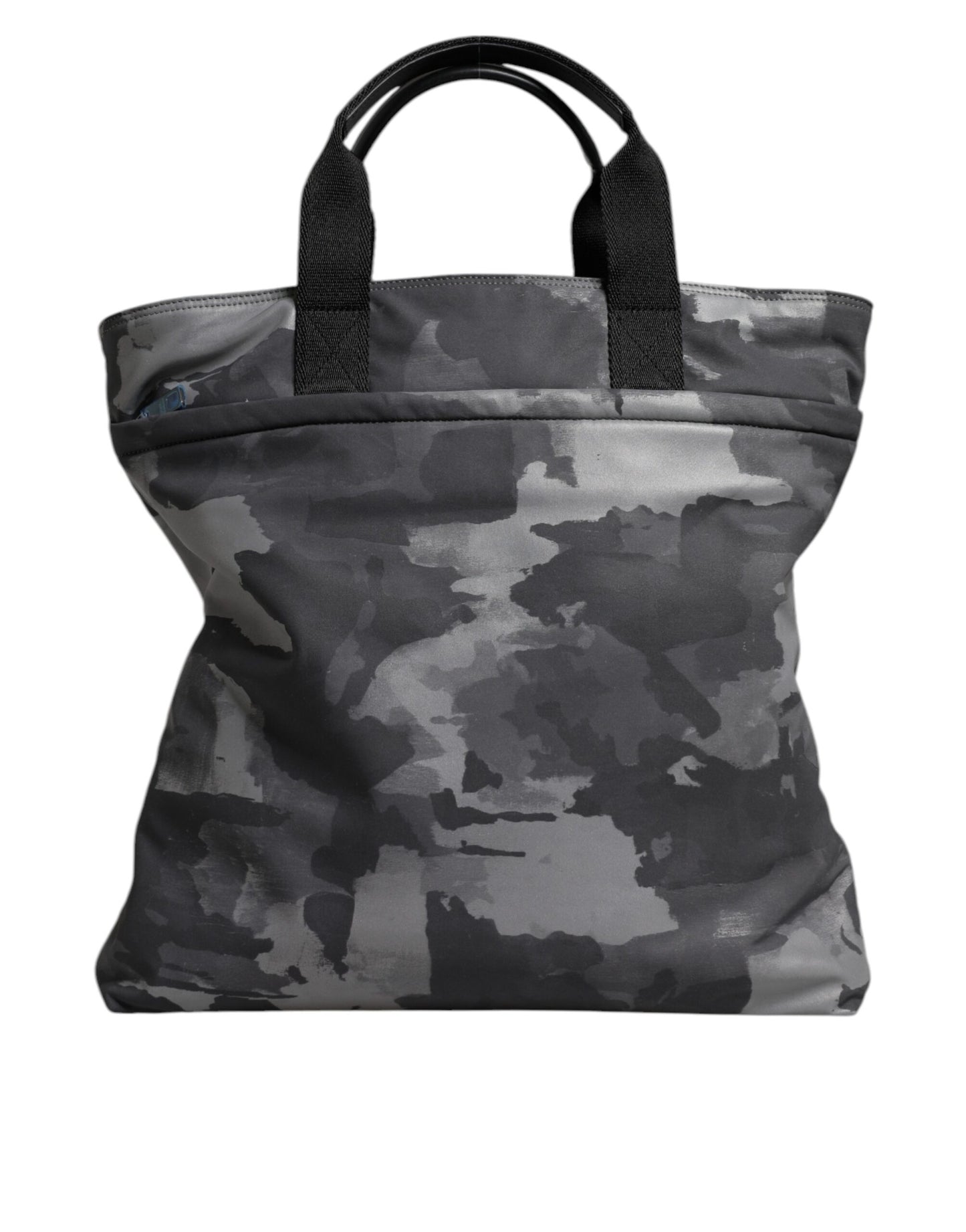 Dolce & Gabbana Grey Camouflage Tote Bag – Luxury Cotton Multi-Compartment Designer Shoulder Bag