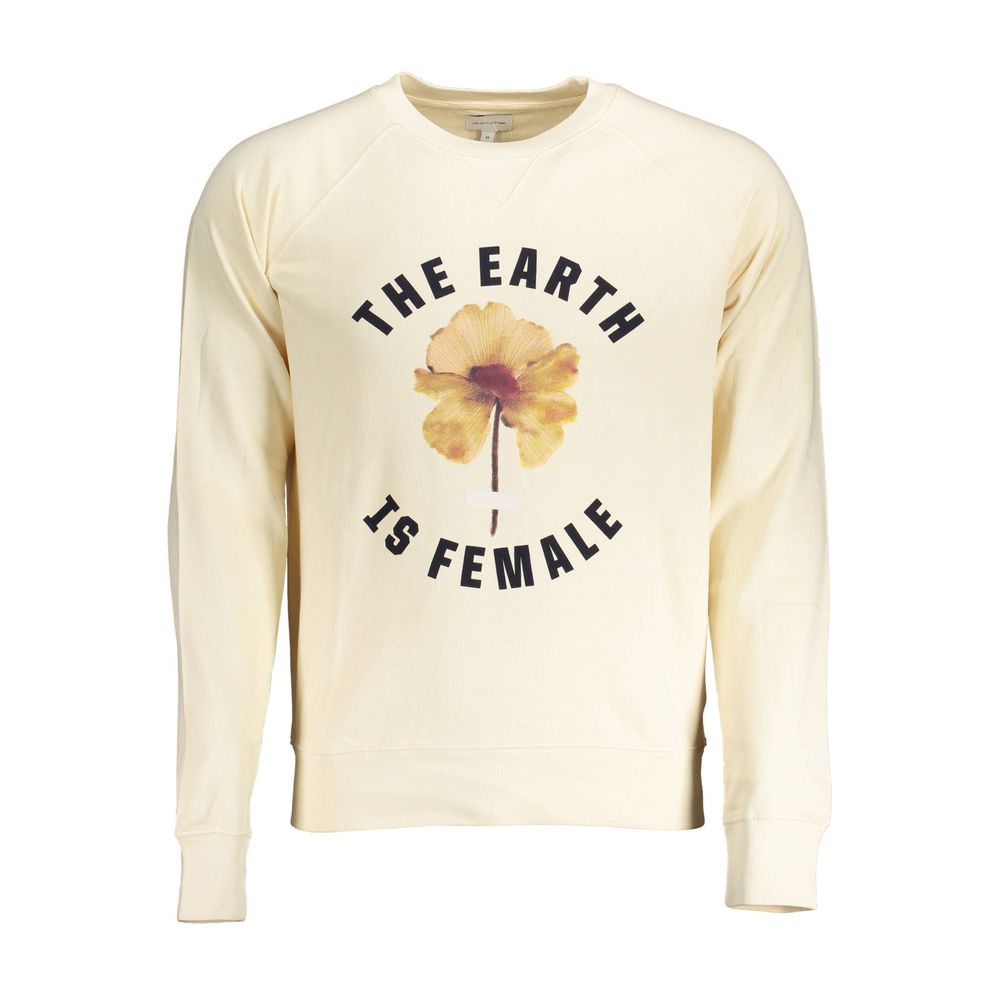 GANT Beige Cotton Sweatshirt Men Crewneck Logo Jumper Designer Casual