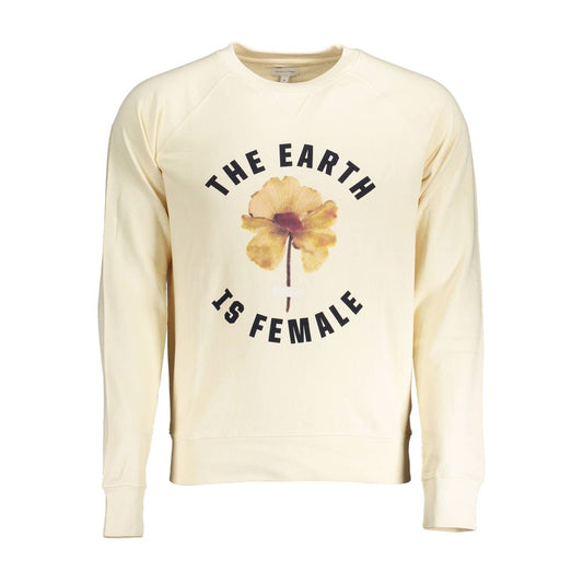 GANT Beige Cotton Sweatshirt Men Crewneck Logo Jumper Designer Casual
