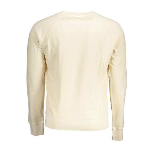 GANT Beige Cotton Sweatshirt Men Crewneck Logo Jumper Designer Casual