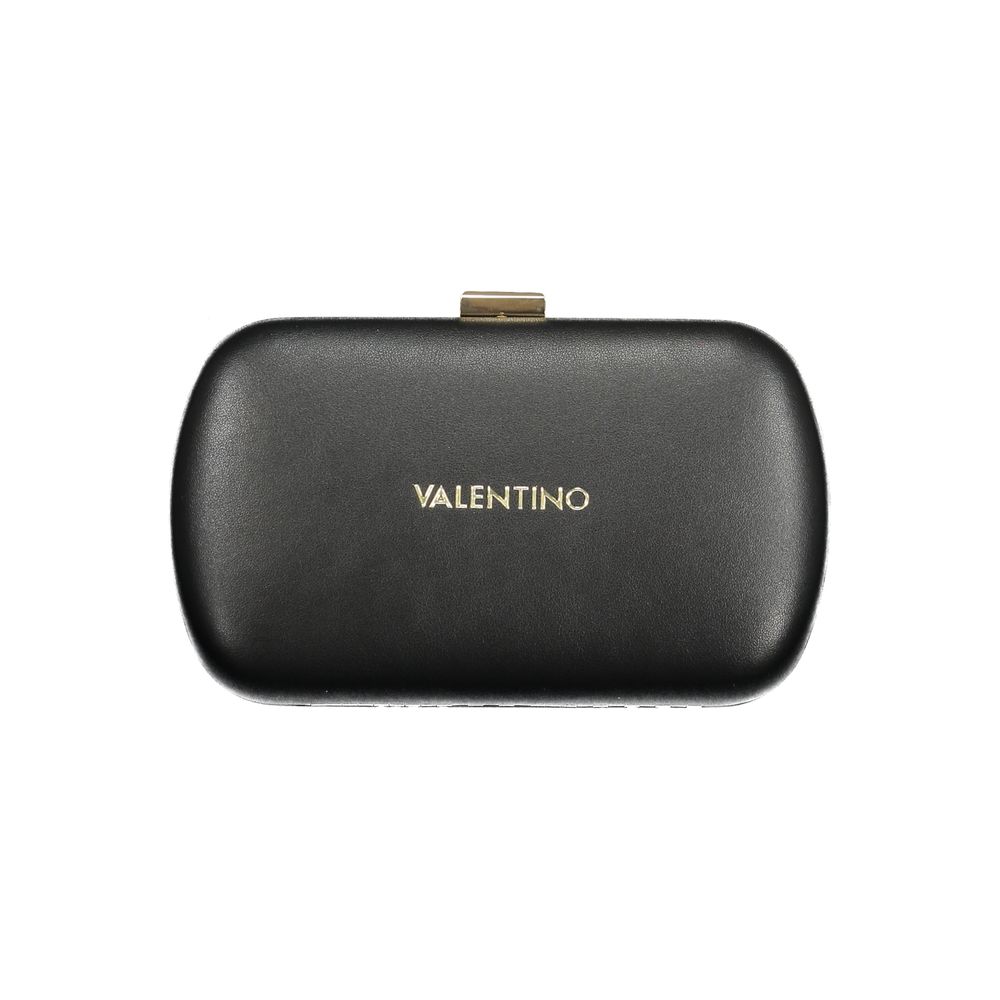 Valentino Black Polyethylene Clutch Bag with Chain Strap Designer Logo Handbag