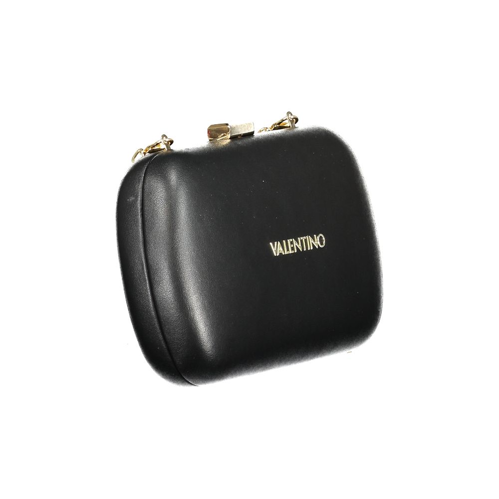 Valentino Black Polyethylene Clutch Bag with Chain Strap Designer Logo Handbag