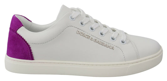 Dolce & Gabbana White Suede Leather Sneakers Women Low Top Designer Trainers Italy