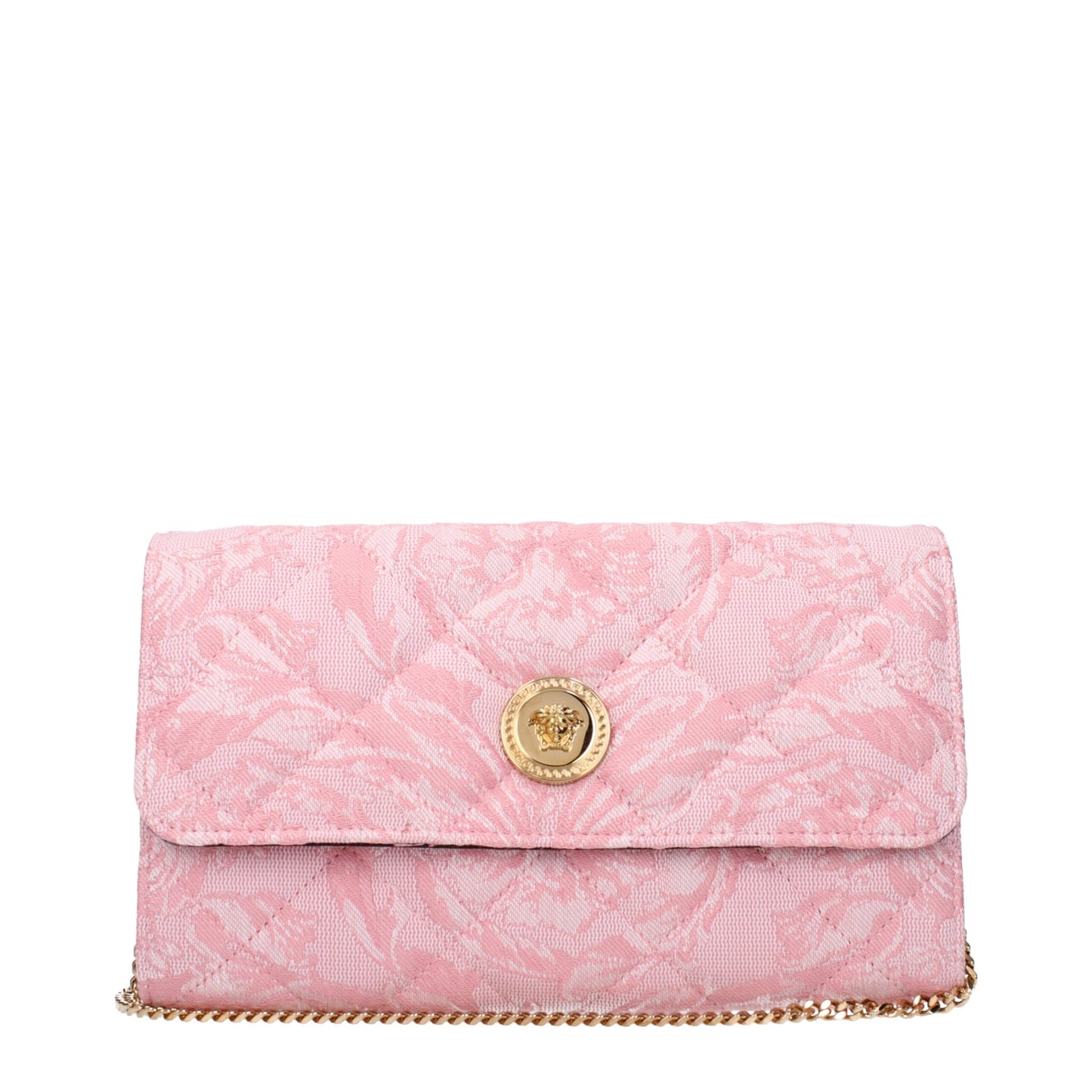 Versace Pink Fabric Clutch Bag With Shoulder Strap | Luxury Designer Crossbody & Evening Bag