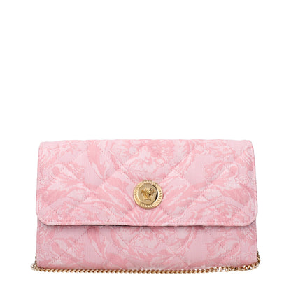 Versace Pink Fabric Clutch Bag With Shoulder Strap | Luxury Designer Crossbody & Evening Bag