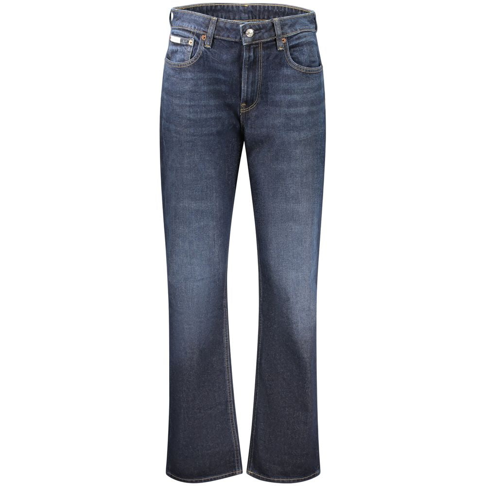 Calvin Klein Women's High-Rise Blue Jeans | Straight Leg Wide Fit Designer Denim | Kloset97